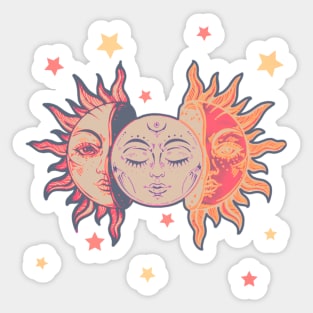 Star child of the moon and sun (matte grey bg, matte 1 version) Sticker